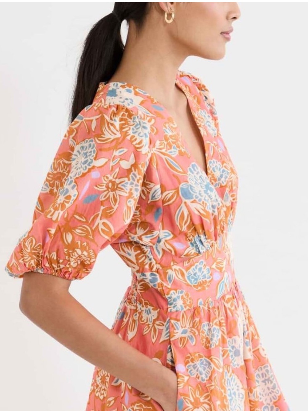 NWT TROVATA Gia Mini Dress
in Spiced Dahlia Pink Floral Puff Sleeve - Picture 2 of 7